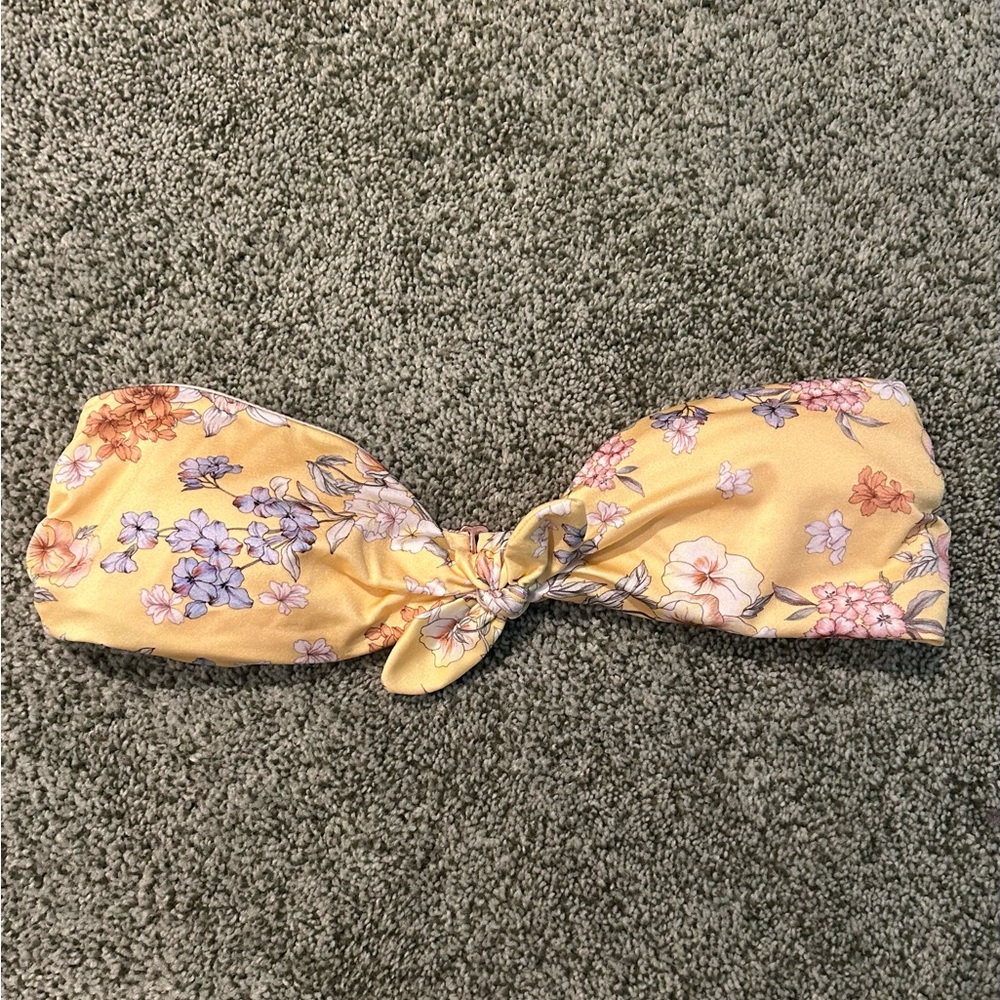 Floral Yellow Bandeau Bikini Top
